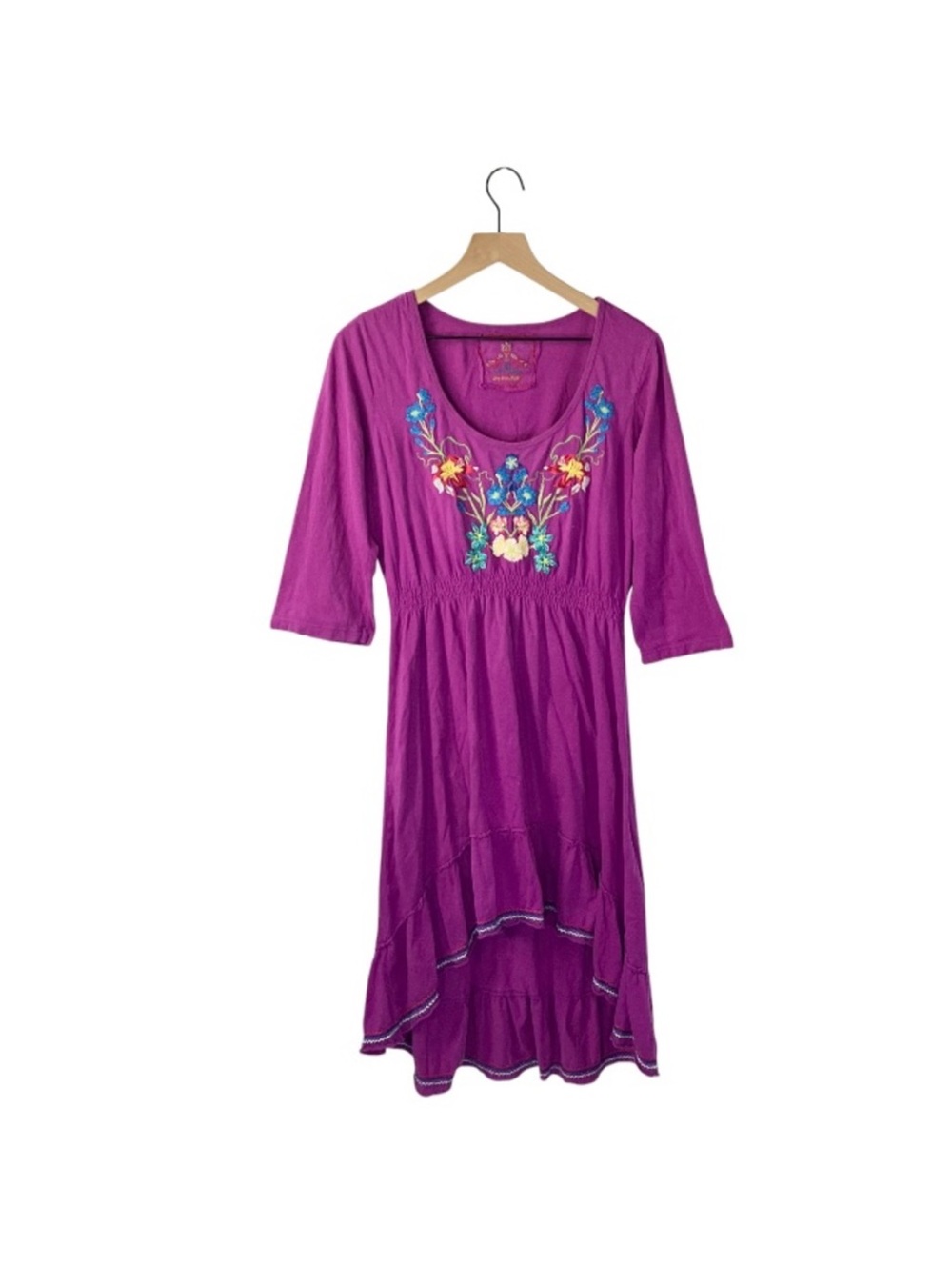 Johnny Was Purple Embroidered Scoop-Neck Midi Dress - Picture 1 of 6
